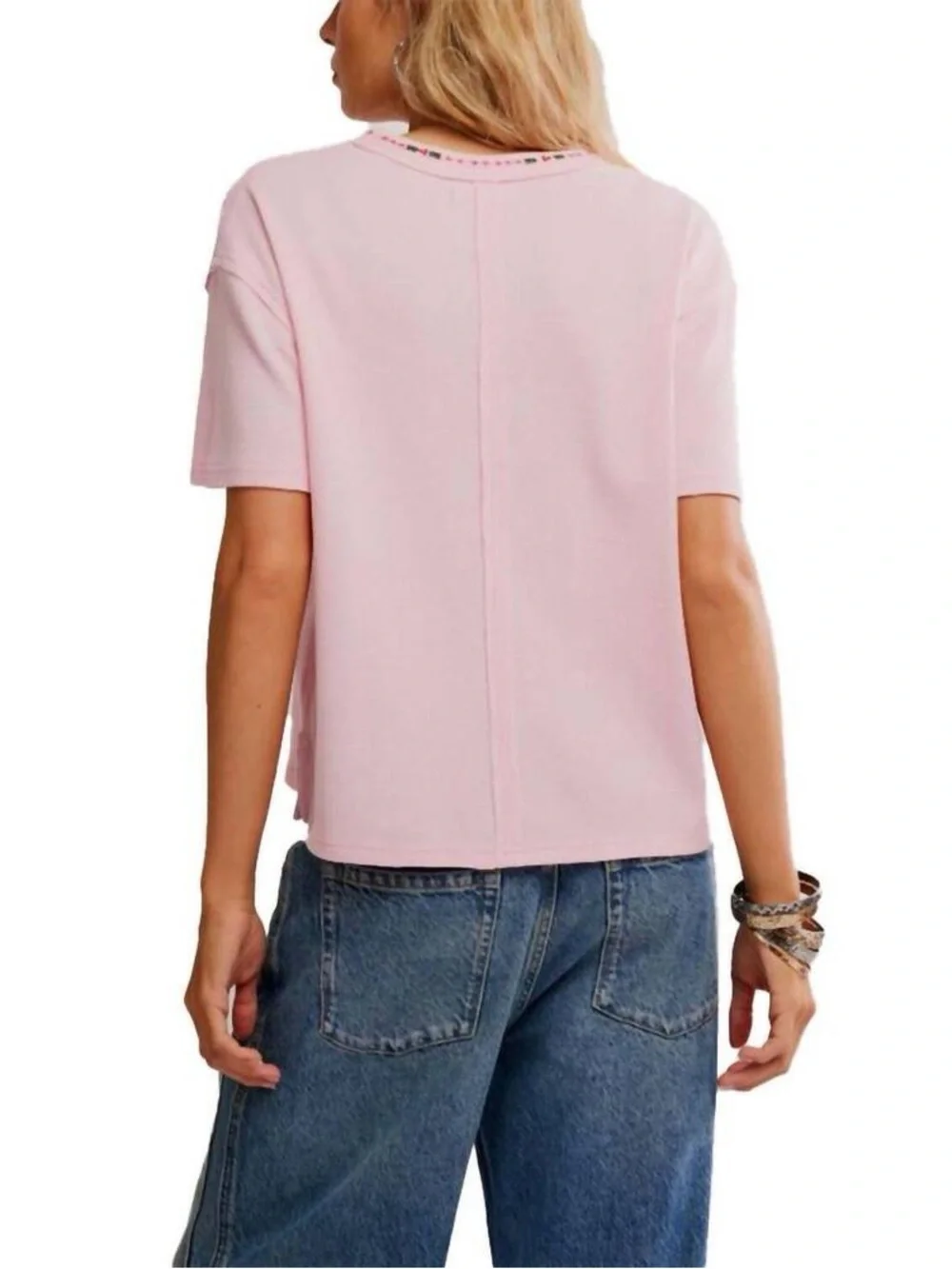 Free People Pink 'Meowy Christmas' Cat Graphic Tee - Pink (313)